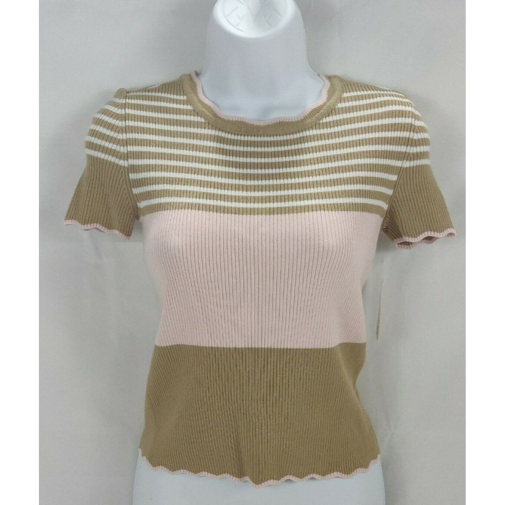 Maison Jules Womens Top XS Beige London Printed - Picture 4 of 15